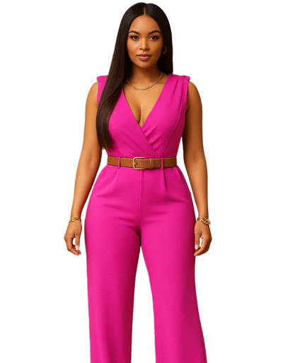 Combinaison femme avec ceinture et jambes larges