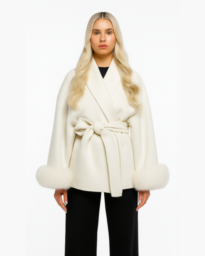 Manteau Femme Élégant avec Ceinture – Manches Finition Chic