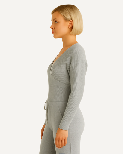 Ensemble Femme Tricoté 2 Pièces | Off-Shoulder & Taille Haute