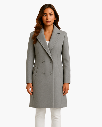 Manteau Long Élégant Femme – Double Boutonnage, Chic et Intemporel
