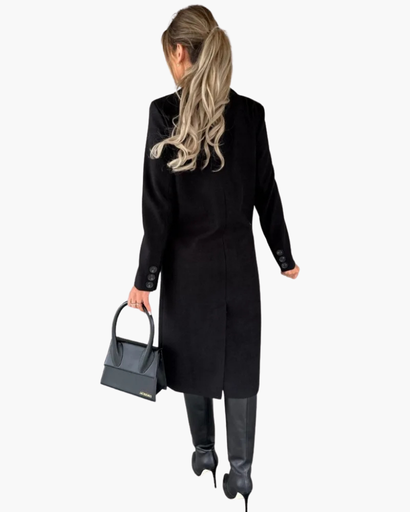 Manteau long croisé à double boutonnage pour femme