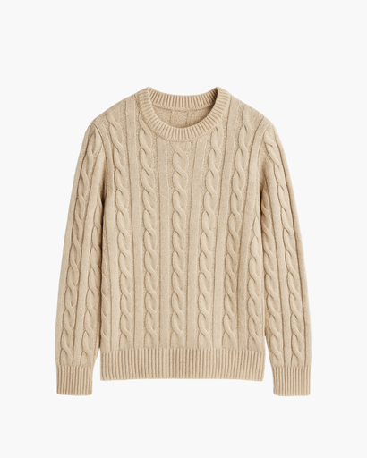 Pull d’hiver doux à maille torsadée – Look premium