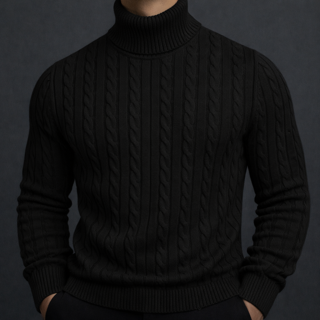 pull col roulé homme, coloris noir