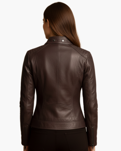 Veste Femme en Cuir – Style Motard Élégant & Moderne