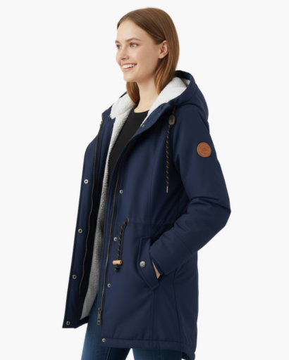 Manteau d’Hiver Femme – Avec Capuche – Doublure Chaude en Fleece – Poches Pratiques