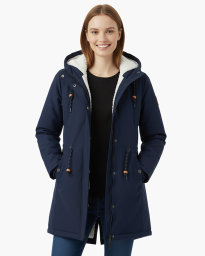 Manteau d’Hiver Femme – Avec Capuche – Doublure Chaude en Fleece – Poches Pratiques