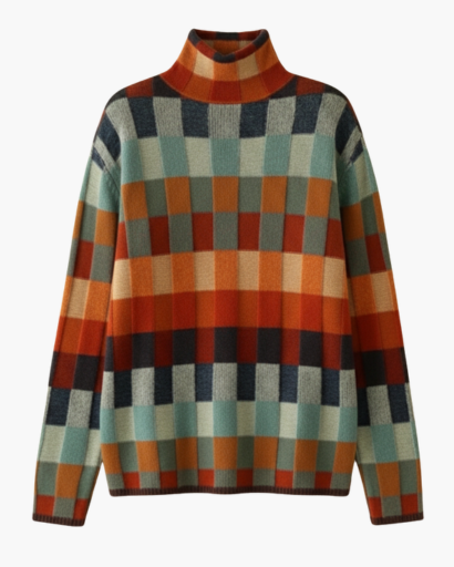 Pull à carreaux coloré pour femme – Style vintage et douceur hivernale