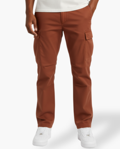 Pantalon cargo homme en coton mélangé avec poches latérales