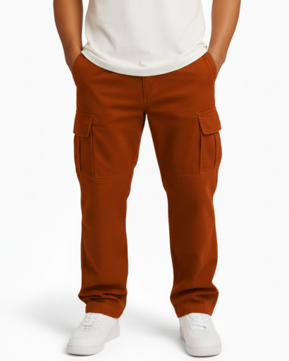 Pantalon cargo homme en coton mélangé avec poches latérales