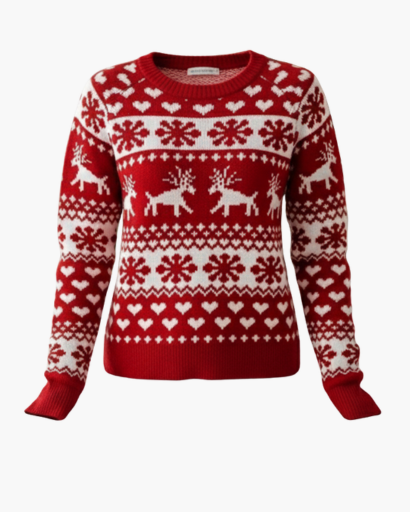 Pull de Noël Femme – Motif Renne & Flocons – Esprit Festif et Doux