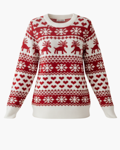 Pull de Noël Femme – Motif Renne & Flocons – Esprit Festif et Doux