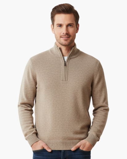 Pull en cachemire à col zippé – Style chic et décontracté