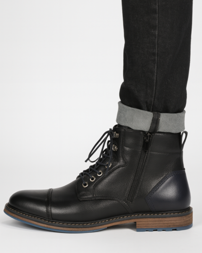 Bottines Montantes pour Homme – Laçage Habillé & Fermeture Zippée Latérale