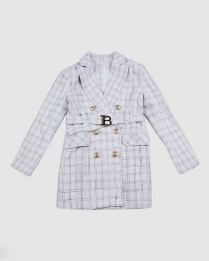 Robe Blazer Ajustée à Double Boutonnage avec Ceinture Logo — Chic & Élégant