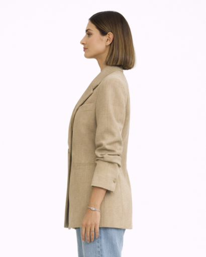 Blazer Femme Double Boutonnage Col Tailleur Structuré