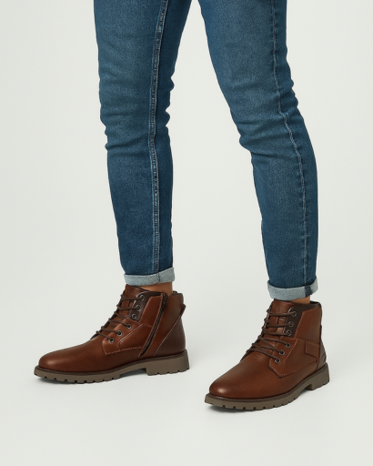 Bottes en Cuir à la Cheville Homme – Style Randonneur Urbain