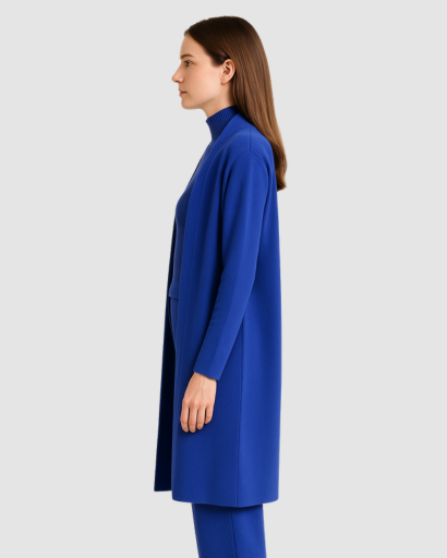 Ensemble 3 Pièces Femme – Pull Col Roulé, Gilet Long & Pantalon Large