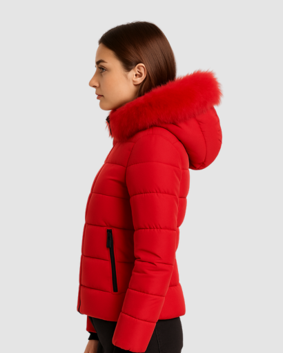 Doudoune Femme à Capuche avec Fausse Fourrure – Look Moderne et Chaleur Assurée