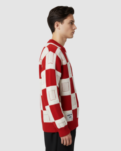 Pull oversize homme à motif géométrique – style streetwear tendance