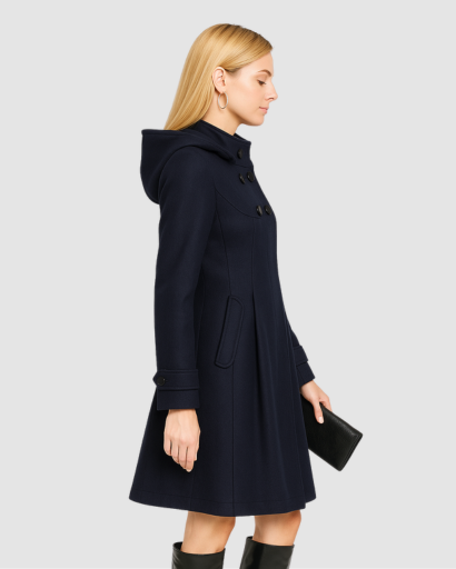 Manteau Femme Élégant à Capuche – Coupe Ajustée & Style Classique