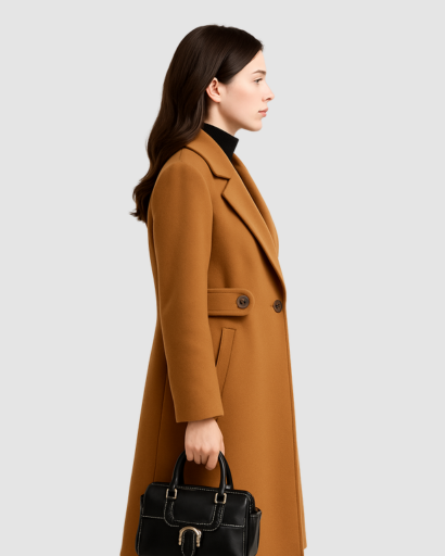 Manteau Élégant Femme à Double Boutonnage – Coupe Longue