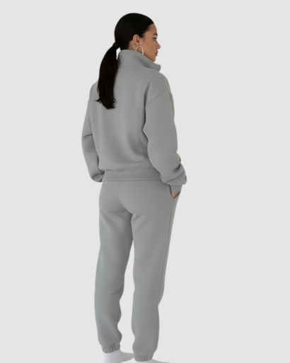 Ensemble Jogging Femme 2 Pièces Doux – Haut Zippé Pantalon Large | Loungewear Chic