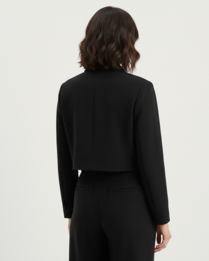 Ensemble Tailleur Cropped Veste à Poches Cargo et Pantalon à Pinces