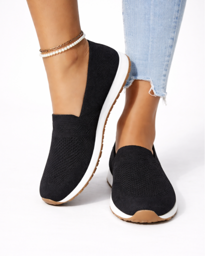 Chaussures slip-on femme en maille avec semelle contrastée