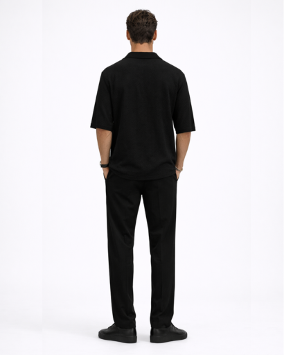 Ensemble Homme Texturé Chemise Col Ouvert et Pantalon Droit