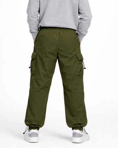 Pantalon cargo homme ample – taille élastique à cordon et poches à rabat