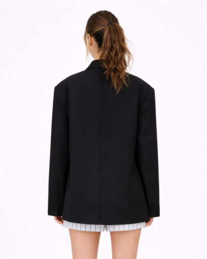 Blazer Femme Oversize à Col Tailleur avec Fermeture Boutonnée