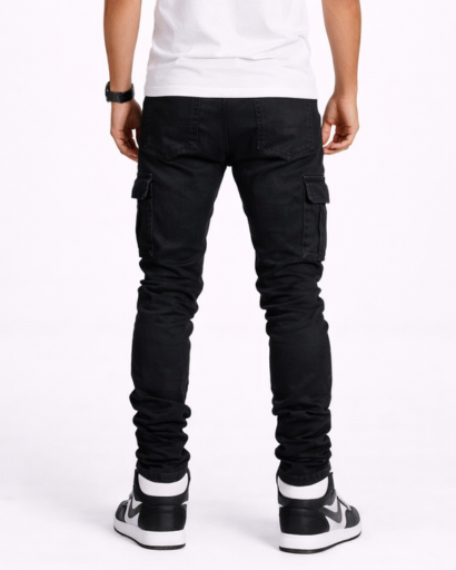 Jean cargo slim homme avec poches latérales
