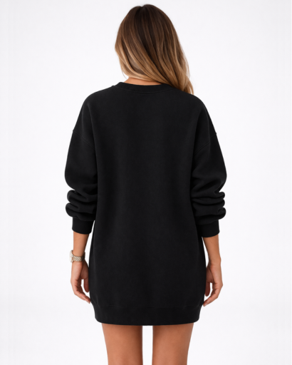Sweat long femme oversize manches longues avec zip latéral