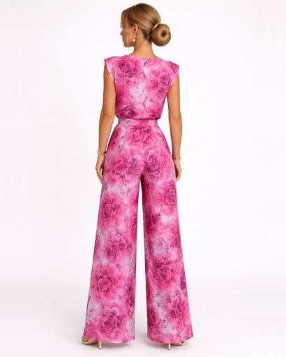Combinaison pantalon femme – Style fluide jambe large taille haute | Jumpsuit deux pièces sans manches