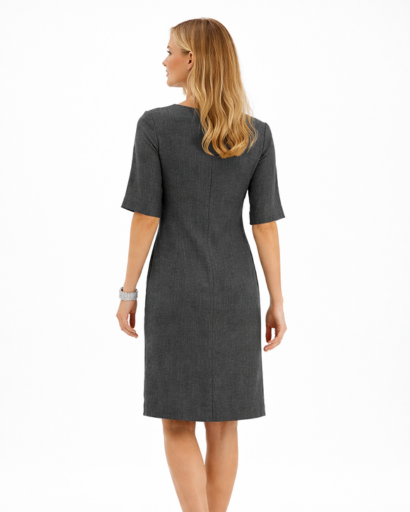 Robe droite femme manches 3/4 col fendu avec poches