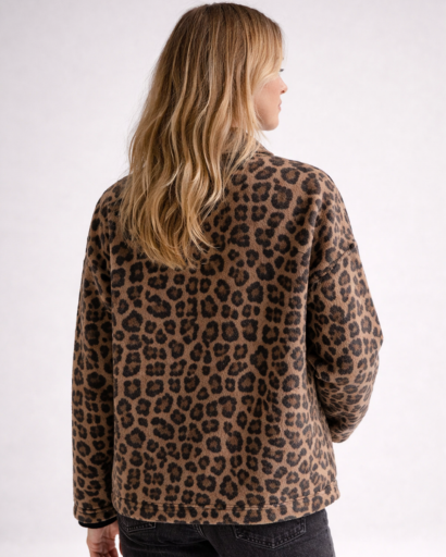 Veste femme imprimé léopard coupe droite décontractée