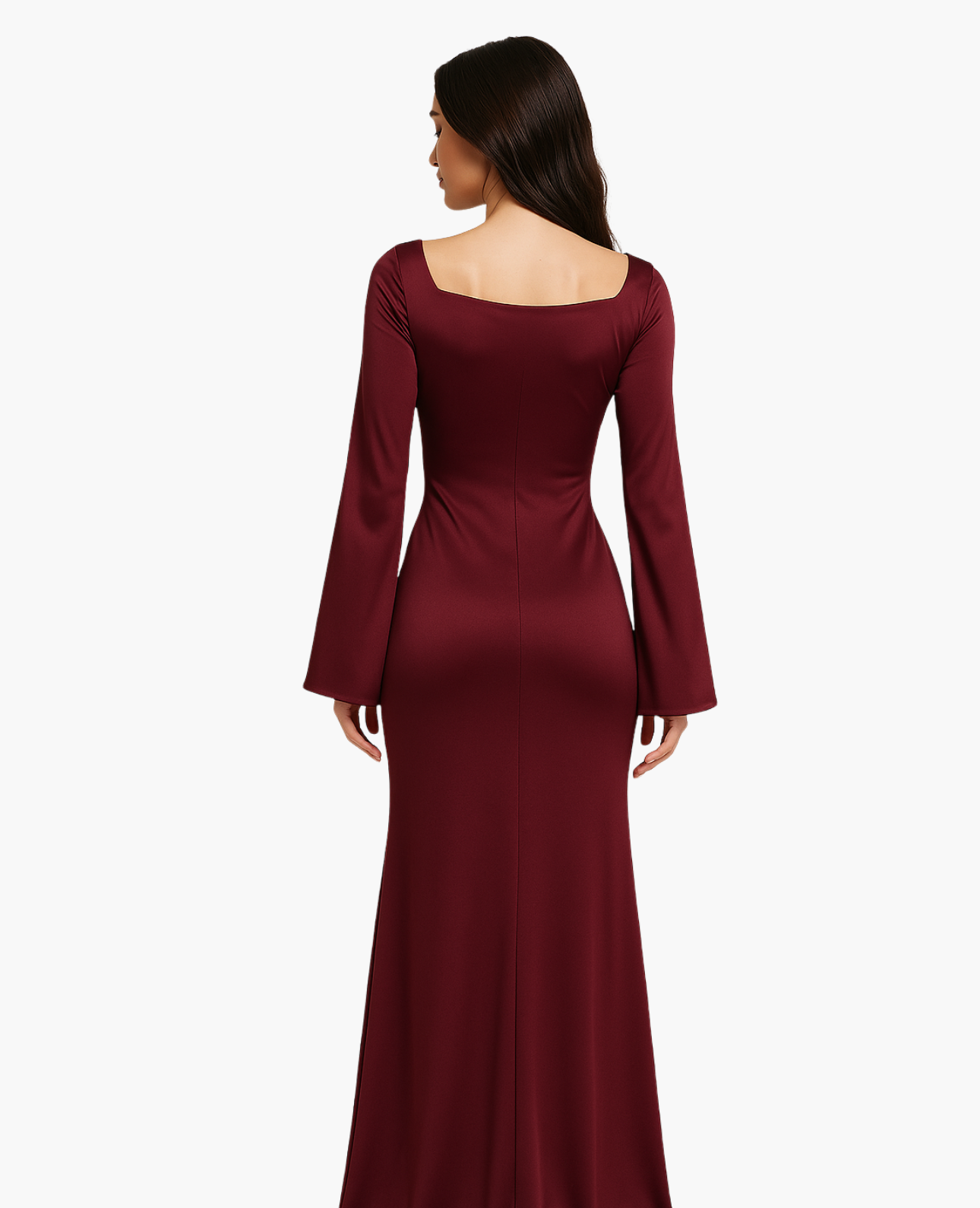 Robe Maxi Femme Satinée Coupe Ajustée – Dos-Nu Élégant | Soirée & Invitée de Mariage