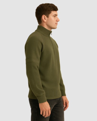 Pull Col Demi-Zip Homme – Maille Confort Structurée
