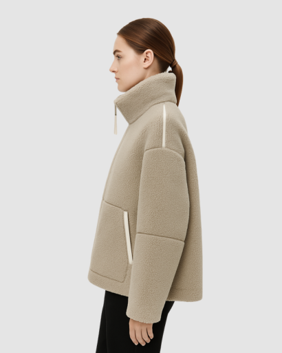 Veste Fleece Femme | Manteau Oversize Style Teddy avec Fermeture Zippée