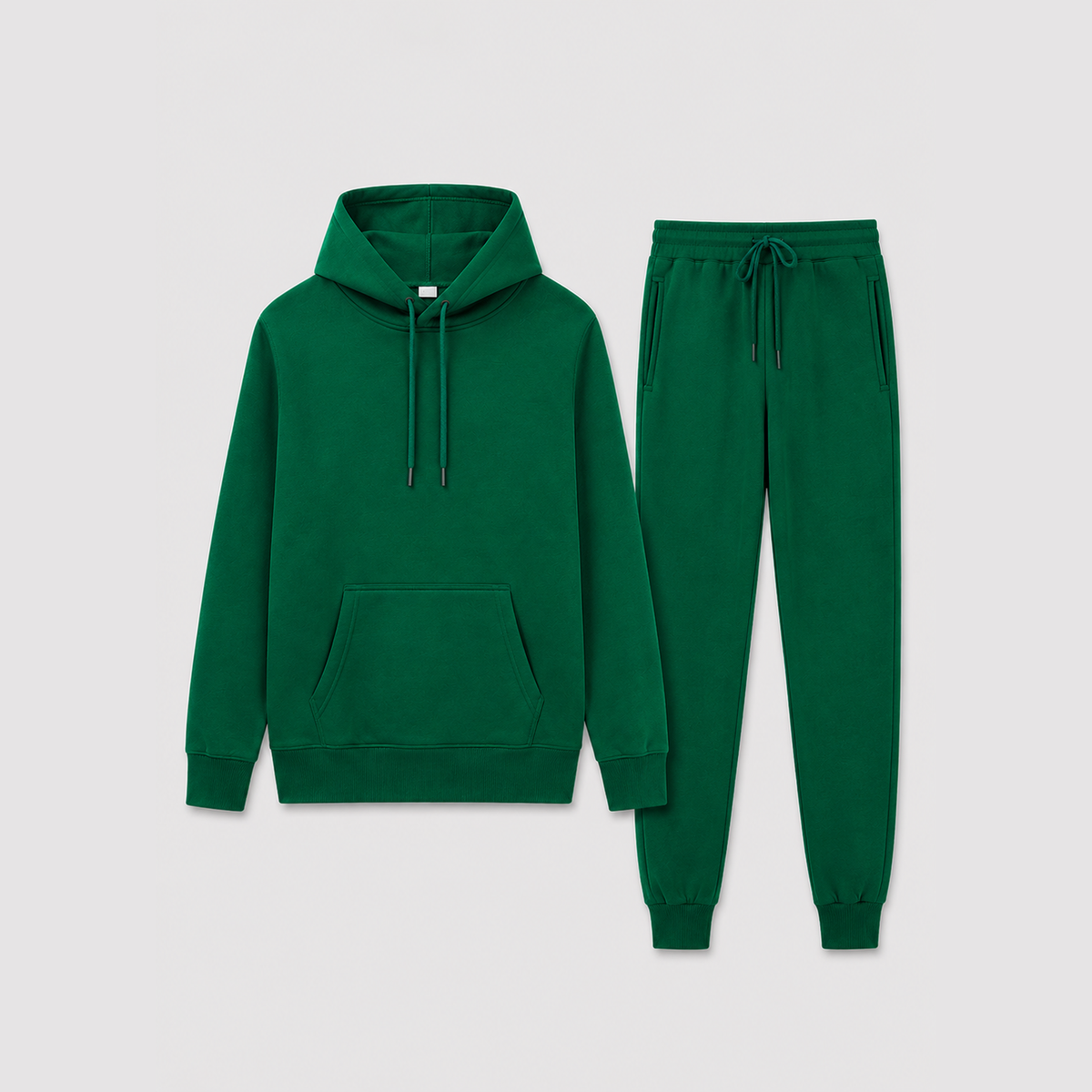 Ensemble jogging sportif homme vert kaki, vue complète sweat à capuche et pantalon