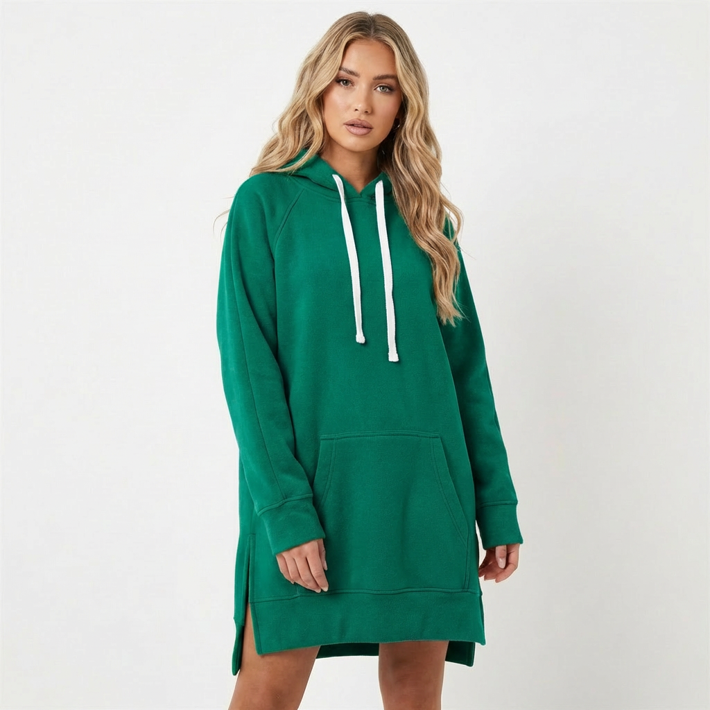 Robe sweat capuche femme Vert
