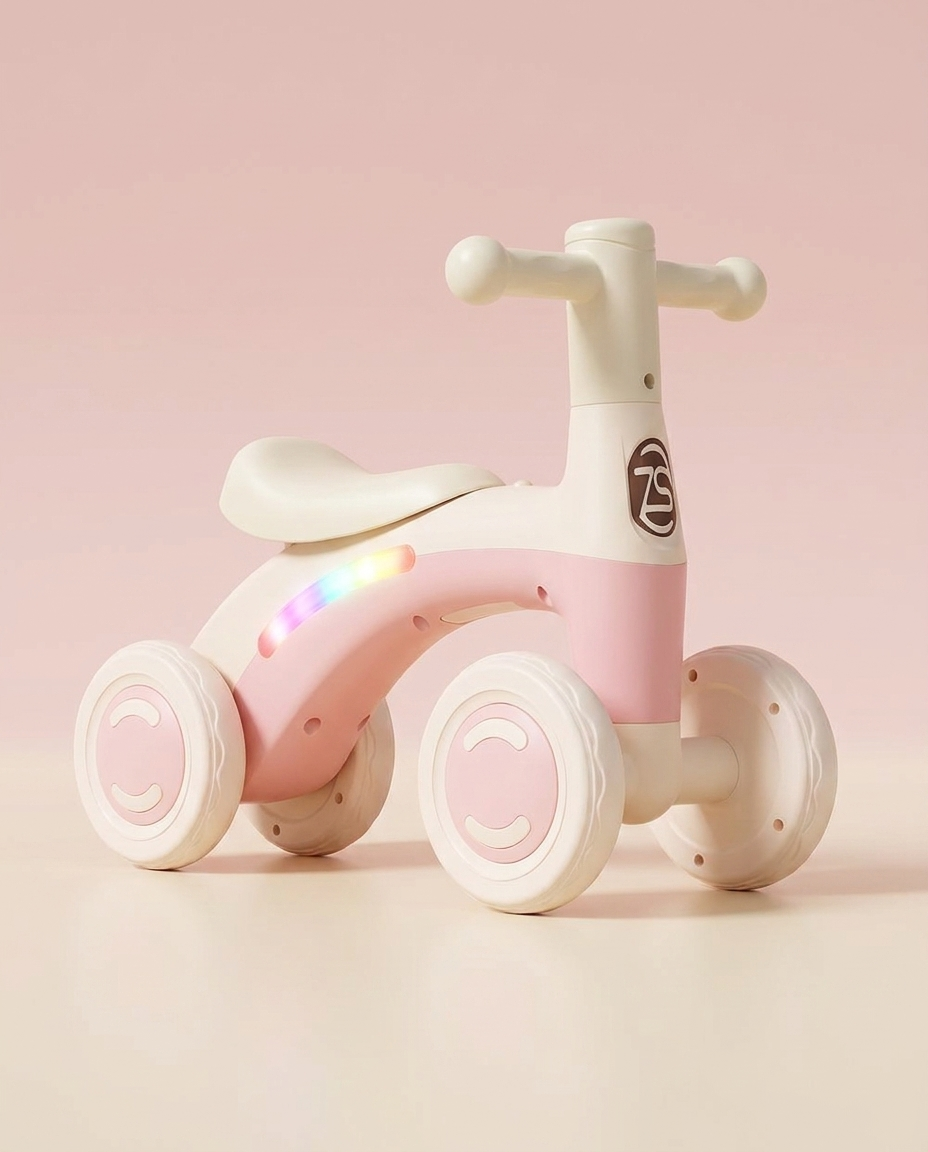 Draisienne 4 roues rose avec bande LED lumineuse - vue produit