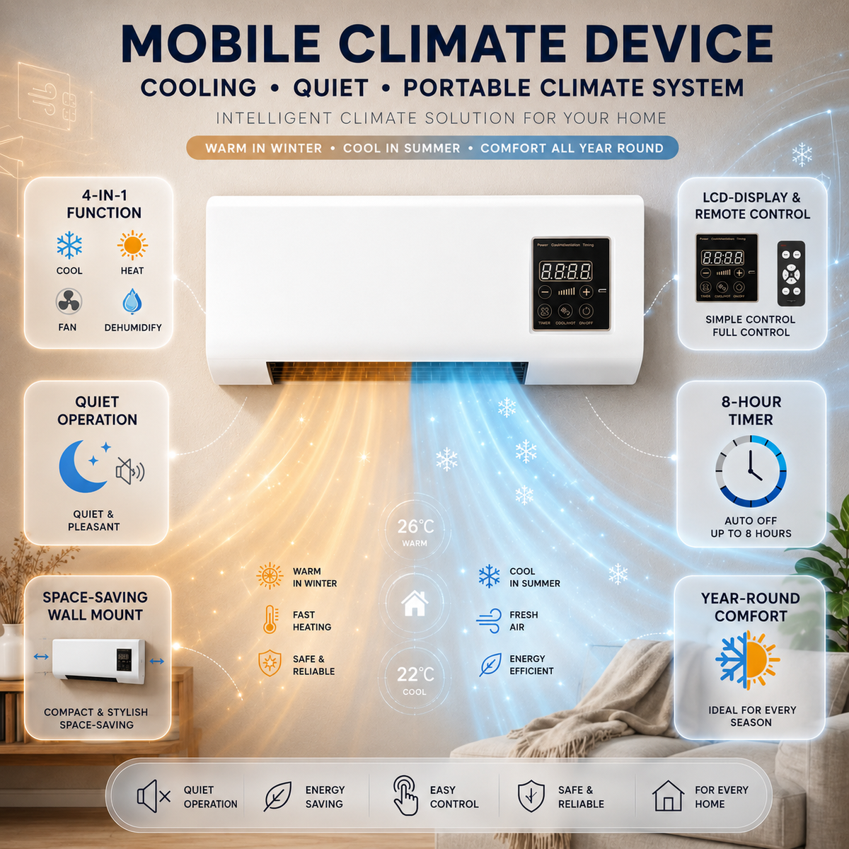 Climatiseur Mural Mobile 4-en-1