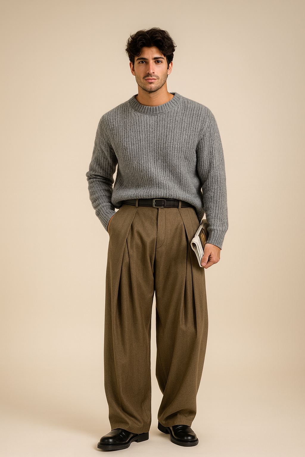 Pantalon Homme à Plis – Coupe Ajustée & Confort, Style Casual Chic