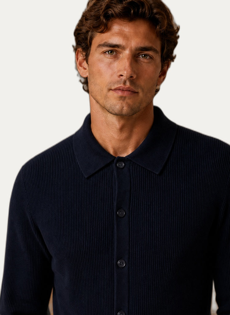 Cardigan pour homme à manches longues - Fermeture à boutons et col en V