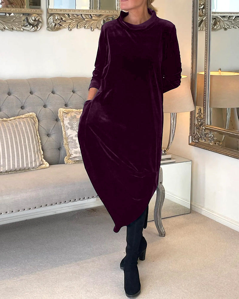 robe longue en velours femme, détail des poches