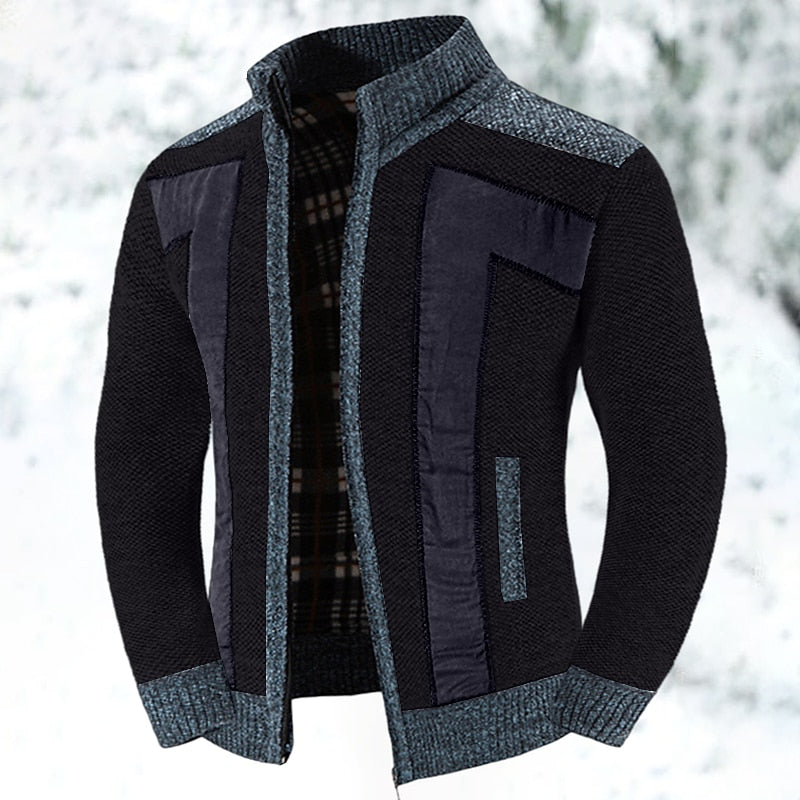Gilet zippé en maille épaisse pour homme, coloris noir