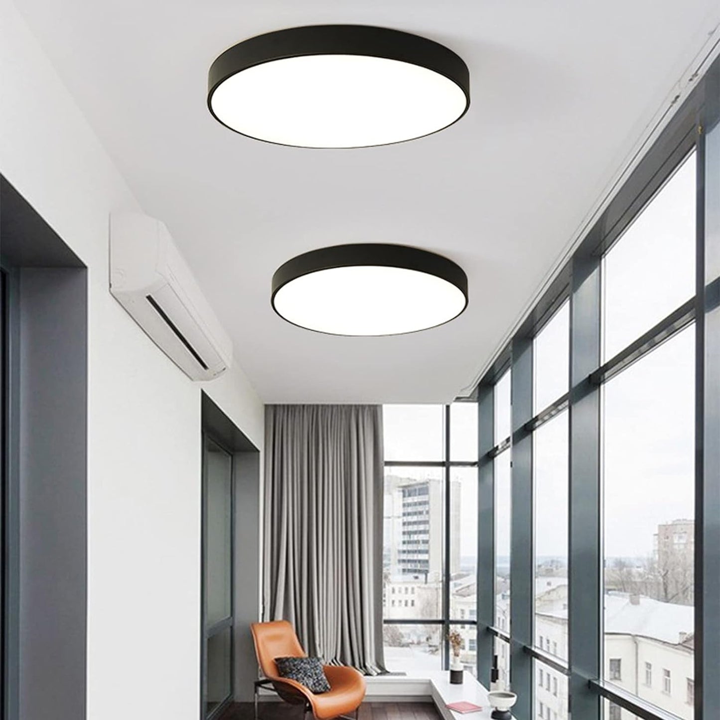 Plafonnier LED Encastré Circulaire – Design Ultra-Plat pour Salon & Chambre - Noir