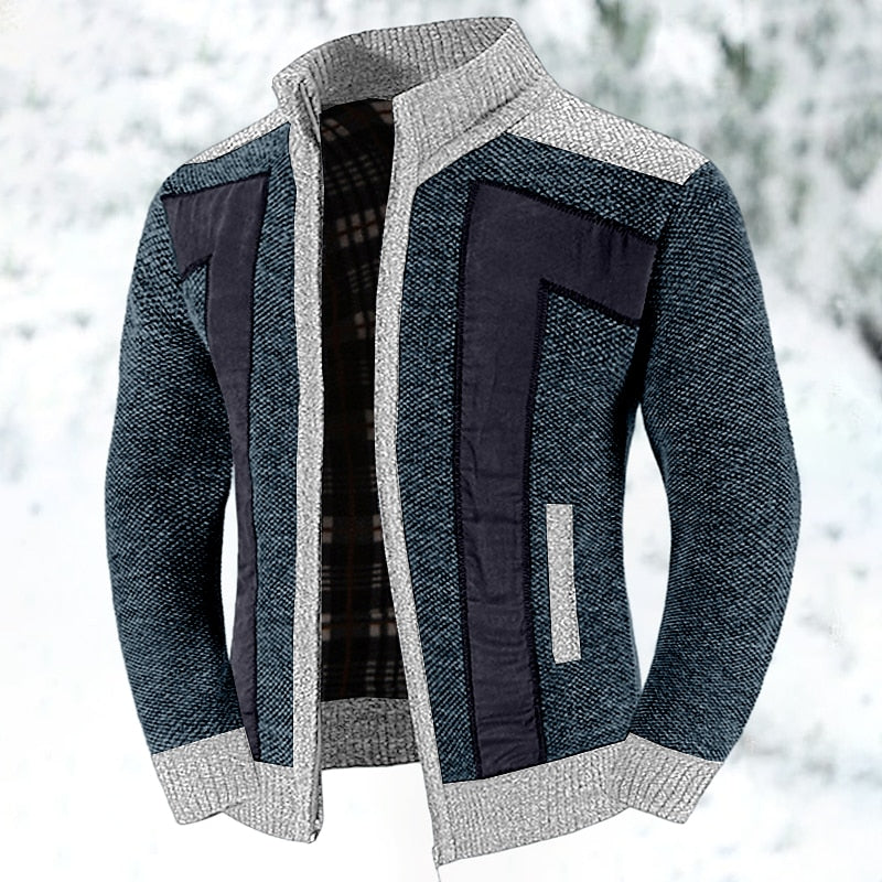 Gilet zippé en maille épaisse pour homme, coloris marine