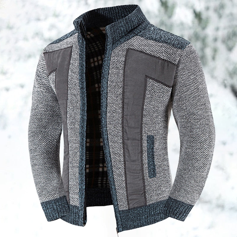 Gilet zippé en maille épaisse pour homme, coloris gris foncé